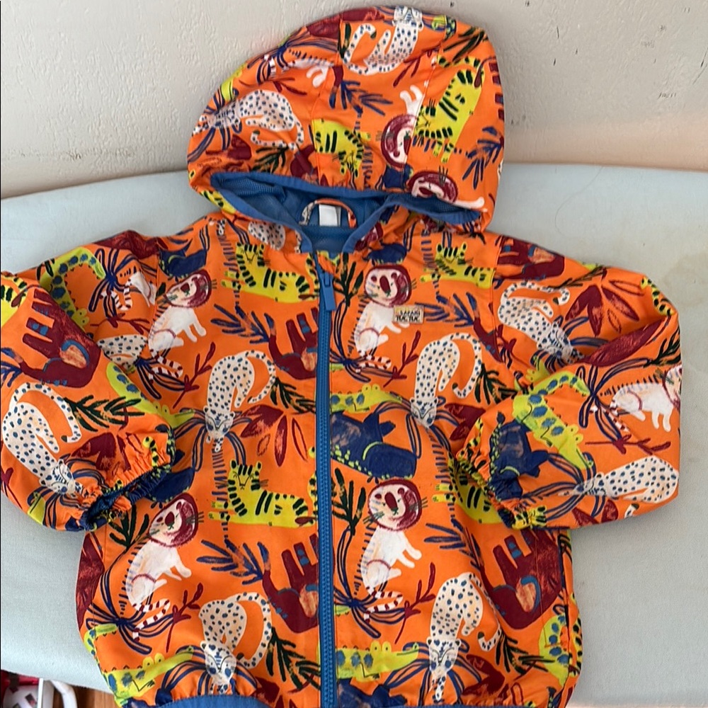 Tuc Tuc Kids' Orange Animal Print rain jacket